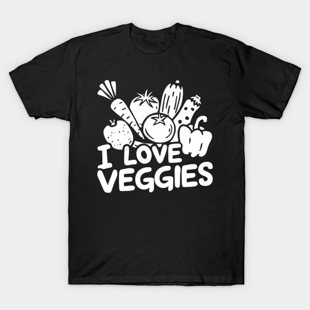 I love veggies, cartoonish vegetables illustration T-Shirt by SimpleInk